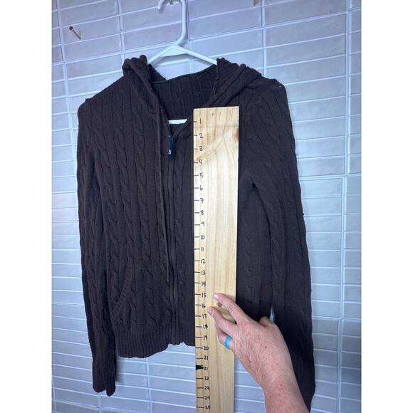 Vintage 100% Cotton Cableknit Full Zip Vineyard Vines Vintage Hooded Sweater - Picture 4 of 5